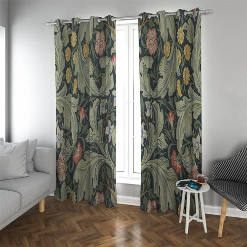 CHERHERART Ästhetische Pflanze Druck Raum Verdunkelung Vorhänge Vintage-Stil Nelke Blumen Vorhänge Sichtschutz Wohnkultur für große Fenster 2xB140xH200