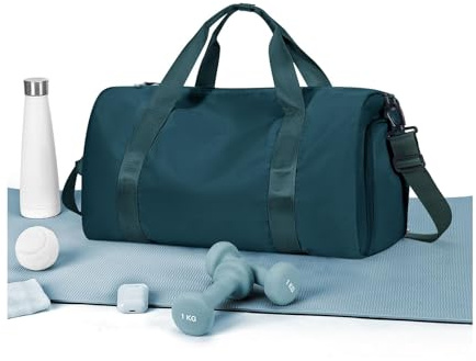 HYC00 Borsone Palestra Uomo Donna Borsone Sportivo, Leggera Borsa da Palestra con Tasca Bagnata e Scomparto per Scarpe Borsones da Viaggio Impermeabile Duffel Bag Weekend Nuoto Yoga,Blu Pavone
