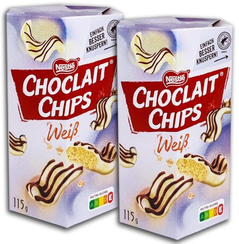 2 er Pack Choclait Chips Weiß 2 x 115g Knusperchips mit Mandel-Geschmack Sonderpreis haltbar bis 04/26