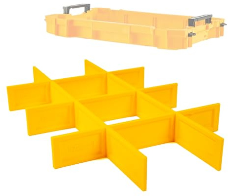 RUGGED TOOLS Grid Dividers compatible with Dewalt ToughSystem 2.0 Internal Trays (DWST83407-1 & DWST83408-1) - Yellow, 1 Set