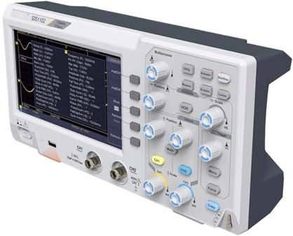MELEDFCFK Osciloscopio Digital SDS1102 de 5 mV/DIV, 2 Canales, Ancho de Banda de 100 MHz, frecuencia de muestreo de 1 GS/s, Memoria TFT de 7 Pulgadas, osciloscopio de sobremesa