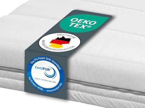 PURAMED Kaltschaummatratze - 100x200 cm - Höhe 14 cm - Härtegrad H2 & H3 - ergonomische 7-Zonen Matratze waschbarer Mikrofaser-Bezug - Oeko-TEX® & CertiPUR Zertifiziert