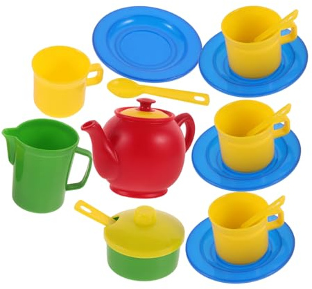 SUPVOX Boy Girl's Plastic Tea Set Boys and Girls Pretend Play Kitchen Toys Mini House Decor Tea Making Toys for