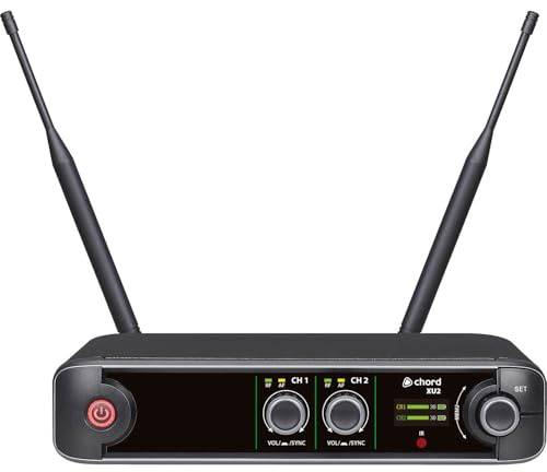 Chord XU-2BP Wireless Microphone System – Dual UHF Receiver with 2 Bodypacks, Lavalier & Headset Mics – Ideal for Presenters & Fitness Instructors