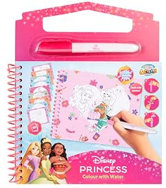 Disney Princess - Libro para colorear agua reutilizable para niños, color con juego de agua, diversión de pintura limpia sin color, páginas para colorear mágicas con cepillo de tanque de agua