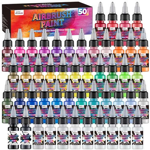 LET'S RESIN Airbrush Paint Set, 42 colors with 3 Primers & 5 thinners