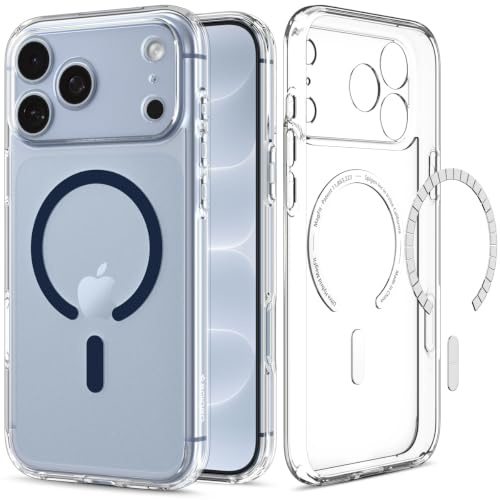 Spigen Ultra Hybrid MagFit Case for iPhone 17 Pro, MagSafe Compatible Phone Cover [Anti-Yellowing] [Military-Grade Drop Protection] - Clear Deep Blue