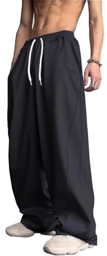 PADOLA Pantalon Jogging Baggy Homme Taille Elastique Cordon de Serrage Pantalons de Travail Uni Jambe Large Pantalon Cargo Aves Poches Décontracté Y2K Pantalons de Plein Air