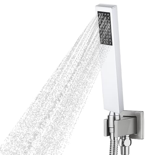 Small Shower Head Handheld, Stainless Steel Shower Attachment for Bath Taps, Metal Chrome Handheld Showerhead with Self-Cleaning Silicone Nozzles, Easy Installation for Bathroom