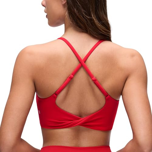 CRZ YOGA Butterluxe Twist Back Sport BHS | Leichter Halt, Herausnehmbare Pads, Yoga, Extrem Weich, Überkreuzter Rücken, Verstellbare Spaghettiträger, für Damen