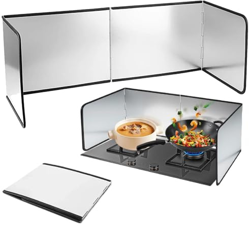 Herd-Spritzschutz Faltwand aus Edelstahl, Küchen Spritzschutz, leicht zu reinigen, platzsparender Fettspritzschutz schützt Wand & Herd sauber, passend für Küche, Spüle, Camping (30 x 76 cm)