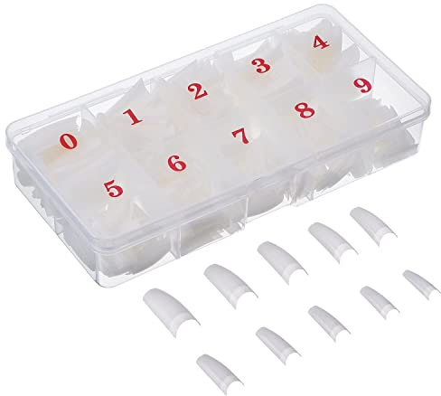 500 Pieces Acrylic Artificial False Nail DIY UV Gel Acrylic False Nail Art Tips (Translucent Natural French)