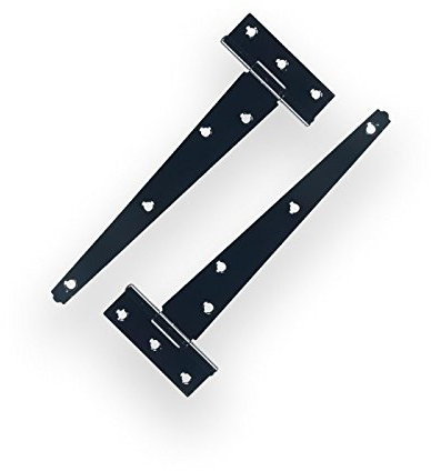 Innova T-Shape Tee Black Gate Door Shed Pair Hinges Coated Heavy Duty | 18 Long