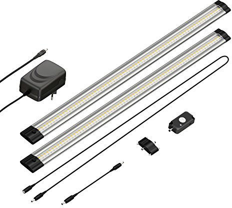 parlat LED Unterbau-Leuchte Siris, Bewegungsmelder, flach, je 50cm, je 655lm, weiß, 2er Set