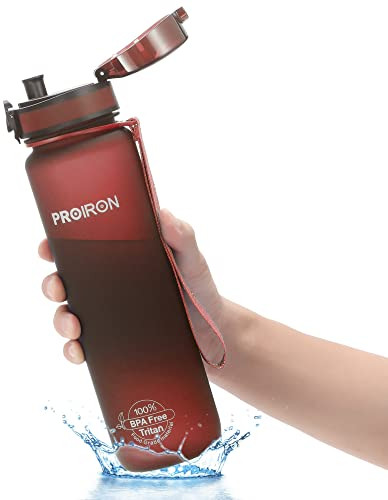 PROIRON Water Bottle 500ml for Bike, Running, Cycling, Gym, Leak Proof Sports Water Bottles with Flip Top Lid, Filter & Protein Shaker Included, Red