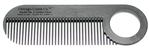 Chicago Comb Modell 2 aus Kohlefaser, antistatisch, 10 cm lang, feinzahnig, Taschen- und Reisekamm, für dünneres Haar, Bart- und Schnurrbartkamm