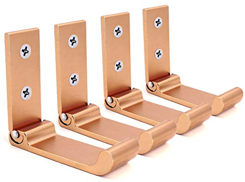 YOCZOX Faltbarer Wandhaken, unsichtbare klappbare Wandhalterung, 4 Pcs Aluminium Wandhalterungshaken, Garderobenständer, Kleiderhaken, Kopfhörerhalter, Ideal für Küche Zimmer etc, Rosegold