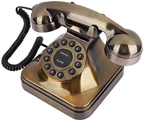 Antikes Bronzetelefon, Retro-altmodische Festnetztelefone, schnurreduziertes schnurgebundenes Telefon in Kleiner Größe, Vintage antikes Telefon zur Dekoration