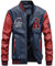Uni-Wert Herren Bomberjacke Pu Leder Fliegerjacke Stehkragen Collegejacke Reißverschluss Übergangsjacke Casual Baseball Jacken Mantel