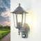 Outdoor Wandleuchte mit Bewegungsmelder Glas Aluminium Dunkelgrau IP44 Haus B:17 cm E27 Sensor Laterne nostalgische Außenlampe PARIS