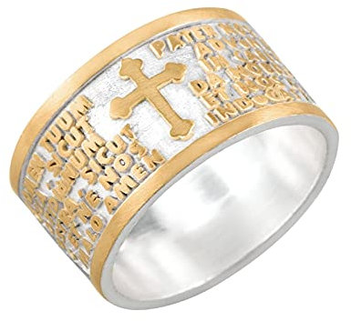 Anellissimo Vaterunser Gebetsring in Latein Weiß und Gold Herren Damen Bronze -, Bronze