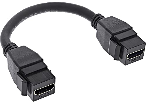 InLine® HDMI 2X Keystone Adapterkabel 4K/60Hz, HDMI A Buchse/Buchse, schwarz, 0,2m