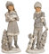 Miss Lovely Hochwertige Deko-Figuren 2er Set Winter-Kinder Mädchen & Junge mit Katze & Hund Weihnachts-Dekoration weiß Silber & grau Weihnachten Weihnachtsschmuck Advent Winter
