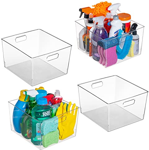 ClearSpace Clear Plastic Storage Bins for Kitchen, Fridge, Pantry, 4 Pack | Pantry storage bin for organizing food items, kitchen essentials, and refrigerator storage