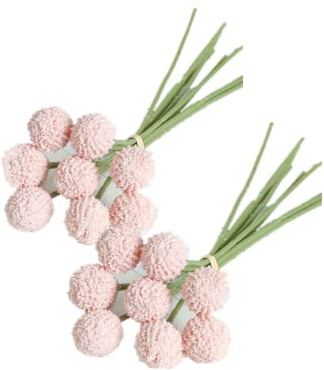 Rikyo Künstliche Blumen Billy Bälle, 25 cm,18 Stiel, künstliche Billy Button Bouquet Bündel, permanente Blumenkraspedia für Kranz,Tisch,Hochzeit,Party,Tafelaufsatz,Dekor,Urlaubsladen (Rosa)