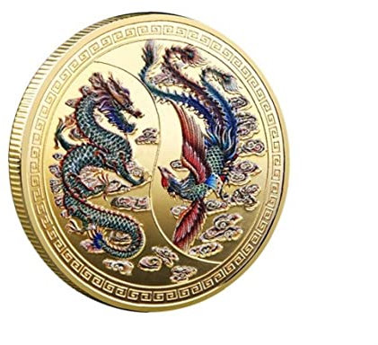 Froiny Chinesischer Glücklicher Drache Und Phoenix Gedenkmünze Traditionelle Gold Glücksmünzen Feng Shui Glück Münzen Kunst Sammlergeschenk