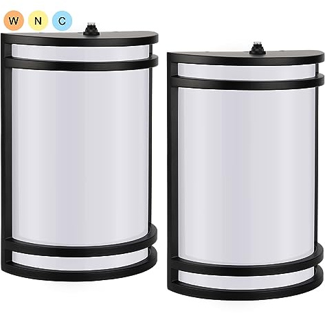 kadision Dusk-to-Dawn LED Wall Sconce, 3000K/4000K/5000K, 2-Pack