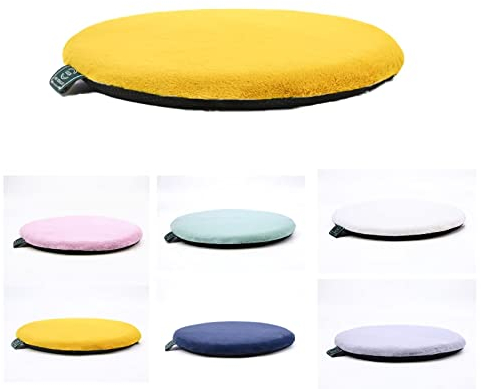 ZIBENE KüChenstuhlkissen 4er Set rutschfest, Runde Stuhlkissen 40cm Memory Foam, rutschfeste Stuhlkissen Kurzfell Bezug Waschbar und Abnehmbar, Kein Ausbleichen und Langlebig Gelb