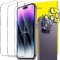 GiiYoon 2+3 Pack Screen Protector for iPhone 14 Pro Max, 3 Tempered Glass Film and 2 Camera Lens Protectors, HD Clear