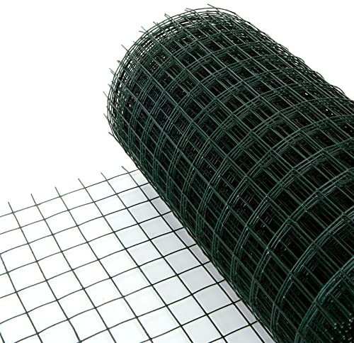 SENENQU PVC-beschichtetes Maschendrahtzaun, 40 cm x 18 m, geschweißtes Drahtgeflecht, 3 x 3 cm Maschengröße, verzinkter Gartenzaun für Voliere, Geflügel, Huhn, Kaninchen, Pflanzenschutz