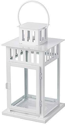 IKEA Windlicht für Blockkerze, 28 cm, weiß (In/Outdoor, lackiert, Tisch-/Wandhalterung, 1 Stück, Jahreszeiten-Thema)