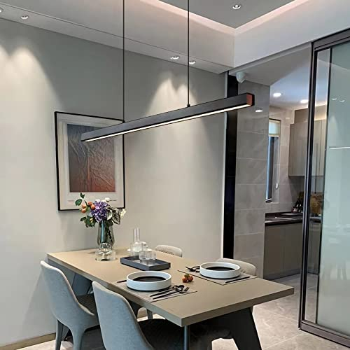Bellastein LED Pendelleuchte für esstisch dimmbar mit pendellampe höhenverstellbar Moderne Hängeleuchte/Deckenleuchte für büro esszimmer Arbeitszimmer Wohnzimmer Küche Bar leuchte (Schwarz, L120cm)