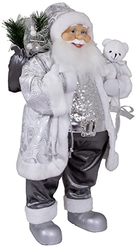 Christmas Paradise stehender Weihnachtsmann Olaf Silber Dekofigur XL (80cm)