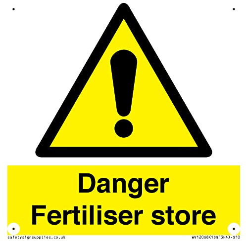 Danger Fertiliser Store Cartello - 100 x 100 mm - S10