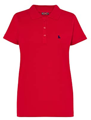 S&C - Polo Donna Manica Corta - Polo Donna Custom Fit Leggermente vestibilità - Bordatura a Maniche e Collo a Costine - Made in Cotone e in Spagna, Rosso, L