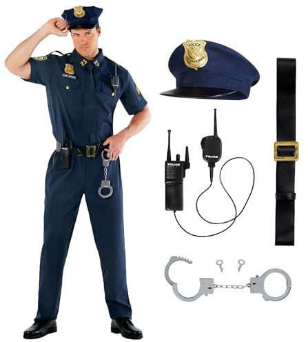 Morph Polizeikostüm für Herren, Polizist Verkleidung, Ideal für Karneval und Fasching, L