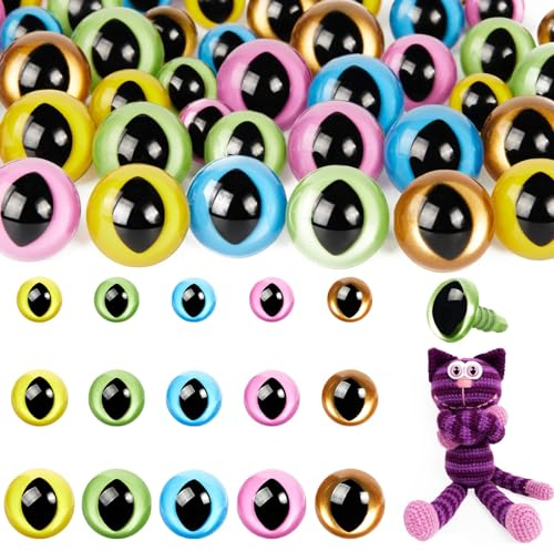 160 Stück Sicherheitsaugen für Häkeltiere mit Unterlegscheiben, 12-18 mm amigurumi augen, katzenaugen sicherheitsaugen Katzenaugen Häkeln Sicherheitsaugen für Häkeln, Stofftiere, DIY, Ostern Dekoratio