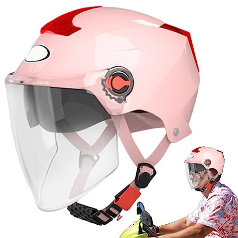 Aznever Caschi Moto retrò - Visiera fumé, caschi Dirt Bike 3/4 metà | Caschi per Bici da Cross per Adulti con Visiera Parasole a sgancio rapido per Equitazione, Ciclismo all'aperto