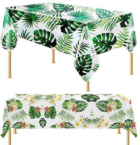 TAFACE Nappe hawaïenne, nappe en plastique, imperméable et résistante à l'huile, nappe en feuille de palmier tropical pour l'extérieur de fête d'été