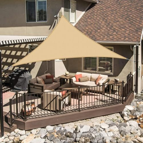 LOVE STORY Vela ombreggiante Triangolare 2x2x2m Impermeabile Tenda a Vela Sabbia Tenda da sole per esterno,PES Poliéster Protezione UV al 95% per Esterno,Giardino,Terrazzo,Balcone,Patio