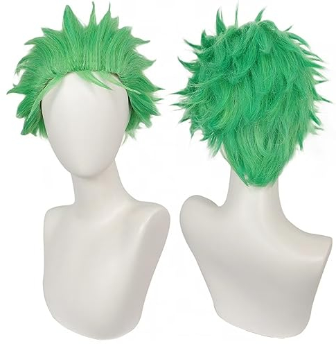 NiceLisa Roronoa Zoro Kurzes Gras Grün Fluffy Männer Anime Rollenspiel Halloween Party Cosplay Kostüm Perücken