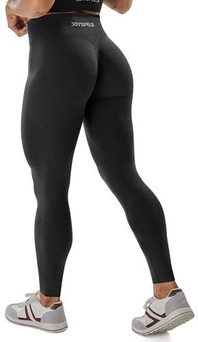 JOYSPELS Gym Sport Leggings Damen Scrunch Butt, High Waist Blickdicht Sporthose Lang Yogahose Po Push Up Seamless Shape Tights Schwarz S