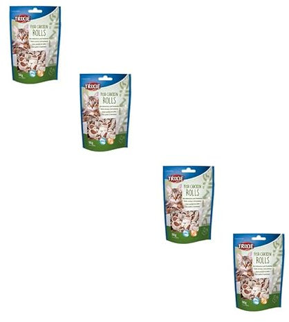 TRIXIE Premio Fish Chicken Rolls | 4er Pack | 4 x 50 g | Ergänzungsfuttermittel für Katzen | Mit Hühnchen und Seelachs | Glutenfrei, ohne Zuckerzusatz | Verschließbarer Beutel