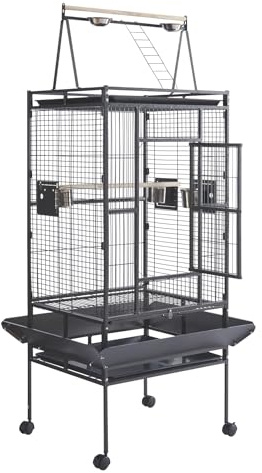 Panana Großer Vogelkäfig, Papageienkäfig, breit, Metall, Tierkäfig für Wellensittiche, Sittiche, Sittiche, Sittiche, Sittiche, Sittiche, Sittiche, Sittiche, mit Rollen auf Rädern
