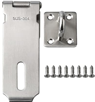 Cerradura de candado de acero inoxidable 304, cerradura de puerta, cerradura de cobertizo, cerrojo resistente de 3/4/5 pulgadas y cierre de puerta con grapas, pestillo de puerta, plata, negro, 1 Uds.