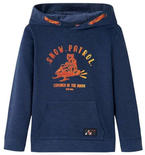 vidaXL Kinder-Kapuzenpullover Marineblau Melange und Orange 116